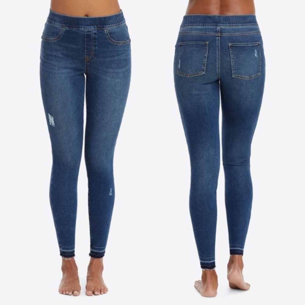 Spanx Pull On Distressed Skinny Jeans Medium Regular 20203R Released Hem